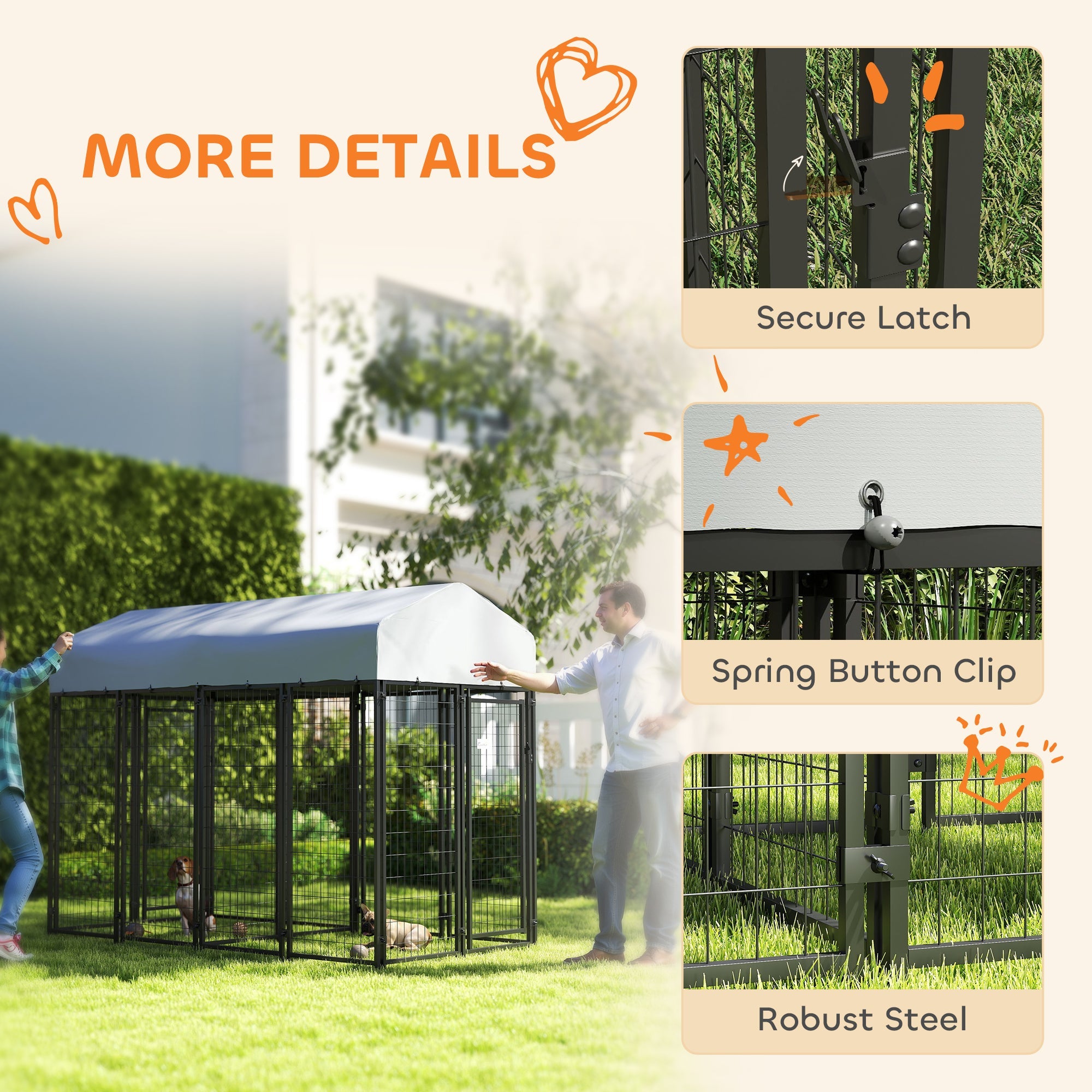 Outdoor Dog Kennel with Two-Room Design
