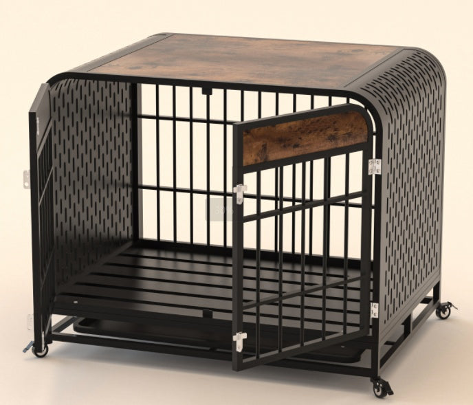 Heavy Duty Dog Crate Furniture Table 33 Inch Brown for Stylish Pet Housing