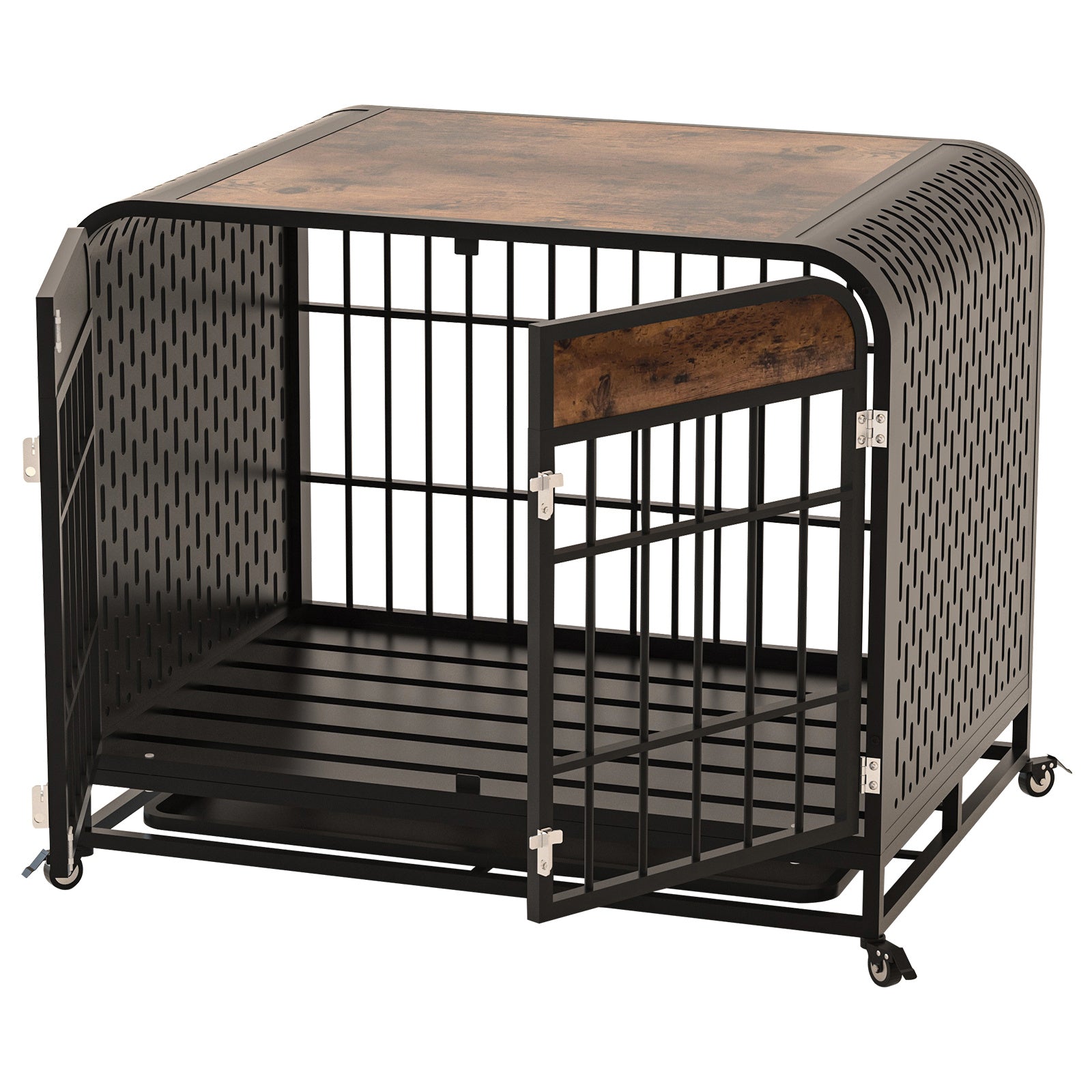 Heavy Duty Dog Crate Furniture Table 33 Inch Brown for Stylish Pet Housing