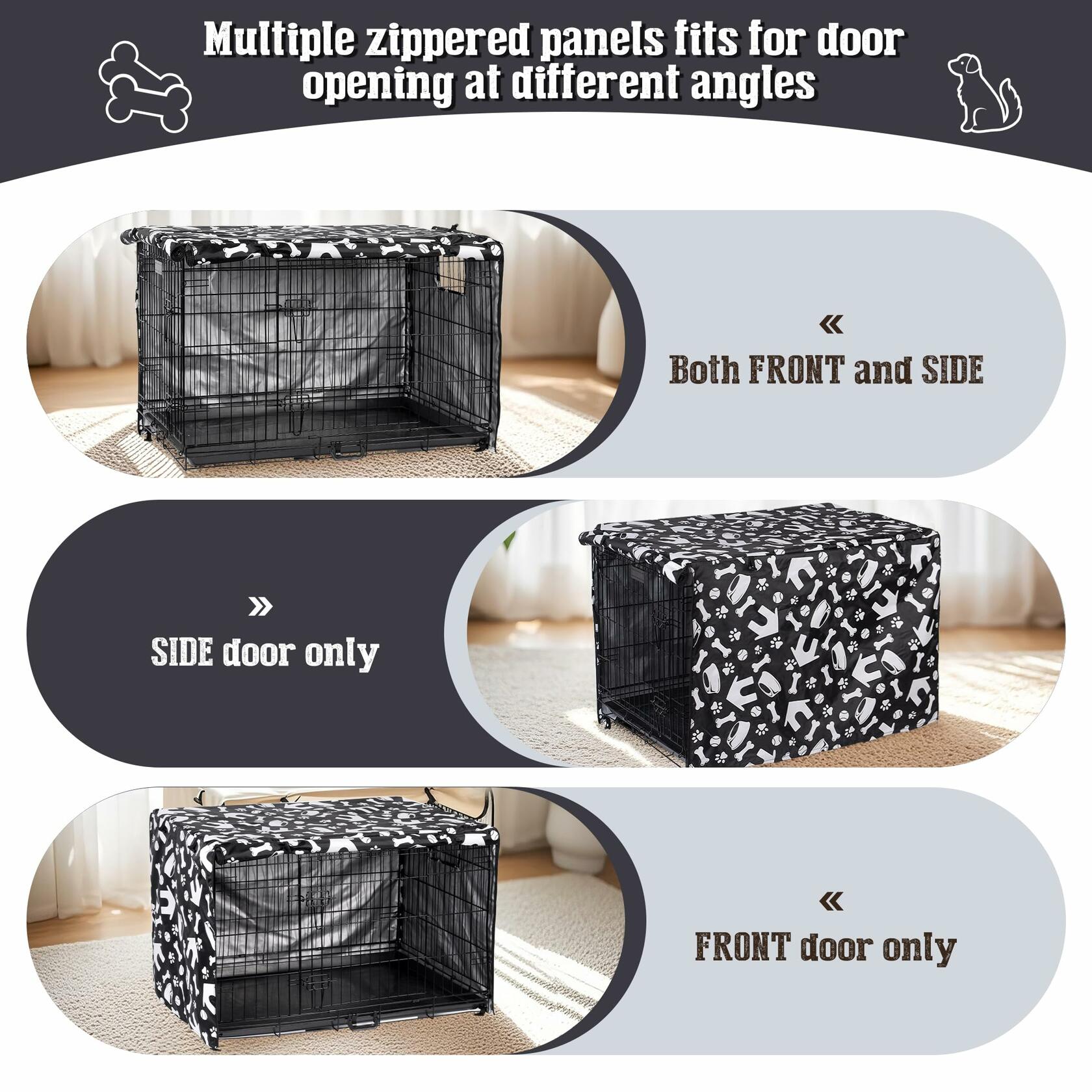 kefit Dog Crate Cover Kennel Cover Black/Paw 42 inch Size 42